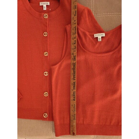 St John Sport Sweater Knit Twin Set Orange Wool/Rayon L NEW - Picture 8 of 10